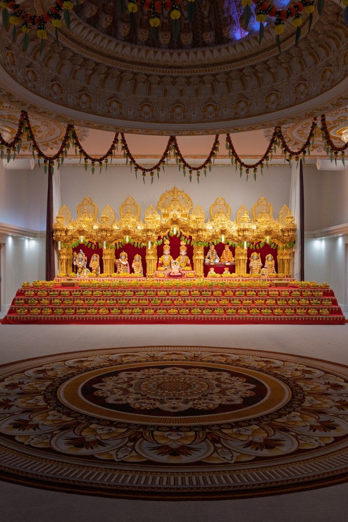Param Pujya Yogiji Mahārāj's Birth Anniversary Celebration in BAPS Leicester Mandir, UK. With Keri Annakut decoration and Pujya Tyāgratna Swāmi's discourse (pravachan).